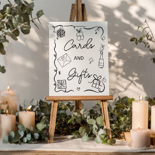 Quirky black Hand Drawn Cards Gifts Wedding Foam Board
