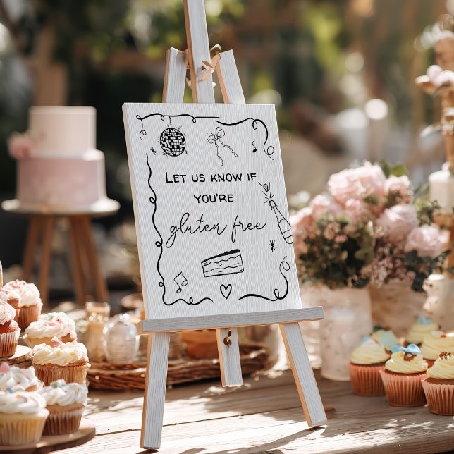 Quirky black Hand Drawn Gluten Wedding Foam Board (Quirky black Hand Drawn Gluten Wedding Foam Board)