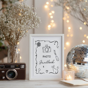 Quirky black Hand Drawn Guestbook Wedding