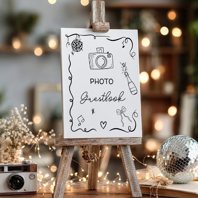 Quirky black Hand Drawn Guestbook Wedding Foam Board (Quirky black Hand Drawn Guestbook Wedding Foam Board)