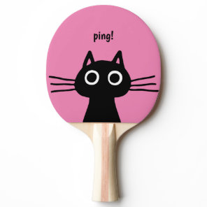 Quirky Black Kitty Cat | Funny Feline Ping Pong Paddle