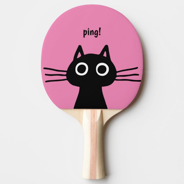 Quirky Black Kitty Cat | Funny Feline Ping Pong Paddle (Front)
