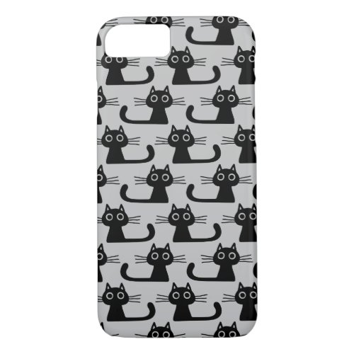 Quirky Black Kitty Cats Pattern Fun Feline Lovers iPhone 87 Case