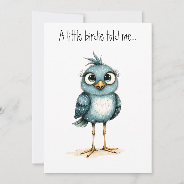 Quirky Blue Bird Cute Happy Birthday Flat Card (Front)
