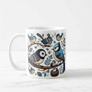 Quirky Blue Birds Coffee Mug