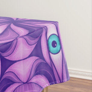 Quirky Blue Eyes In Mystical Purple Pattern Tablecloth