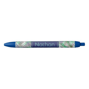 Quirky Blue Green Paperclips Personalised Pen