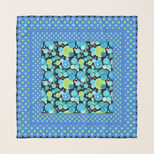 Quirky Blue Moons Pattern with Polka Dots Scarf