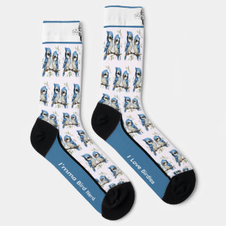 Quirky Bluejay Bird Socks