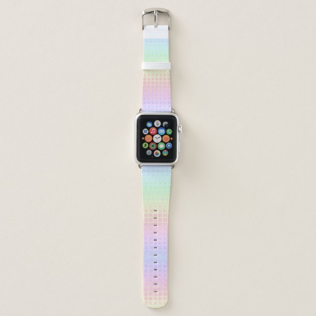 Quirky Boho Kawaii Cute Funky Pastel Rainbow Plaid Apple Watch Band (Front)