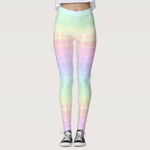 Quirky Boho Kawaii Cute Funky Pastel Rainbow Plaid Leggings