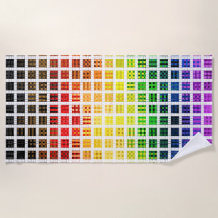 Quirky Boho Plaid Colorful Gay Rainbow Pride Flag Beach Towel