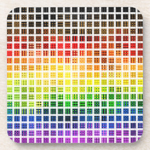 Quirky Boho Plaid Colorful Gay Rainbow Pride Flag Beverage Coaster