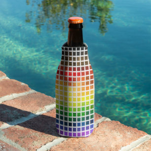 Quirky Boho Plaid Colorful Gay Rainbow Pride Flag Bottle Cooler