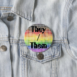 Quirky Boho Plaid Colorful Gay Rainbow Pride Flag Button