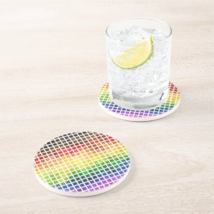 Quirky Boho Plaid Colorful Gay Rainbow Pride Flag Coaster