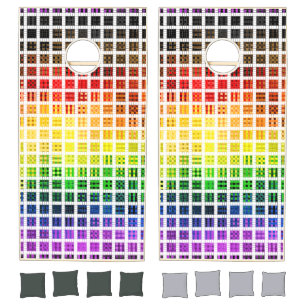 Quirky Boho Plaid Colorful Gay Rainbow Pride Flag Cornhole Set