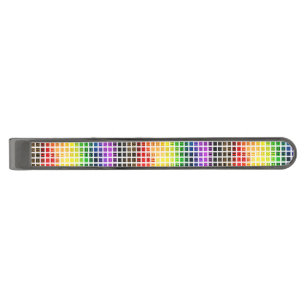 Quirky Boho Plaid Colorful Gay Rainbow Pride Flag Gunmetal Finish Tie Bar
