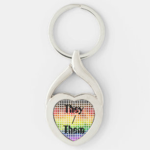 Quirky Boho Plaid Colorful Gay Rainbow Pride Flag Keychain