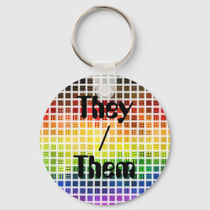 Quirky Boho Plaid Colorful Gay Rainbow Pride Flag Keychain