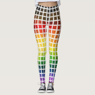 Quirky Boho Plaid Colorful Gay Rainbow Pride Flag Leggings