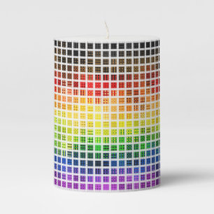 Quirky Boho Plaid Colorful Gay Rainbow Pride Flag Pillar Candle