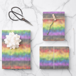 Quirky Boho Plaid Colorful Gay Rainbow Pride Flag Wrapping Paper Sheets