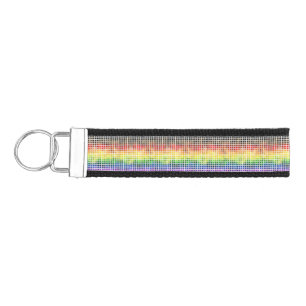 Quirky Boho Plaid Colorful Gay Rainbow Pride Flag Wrist Keychain
