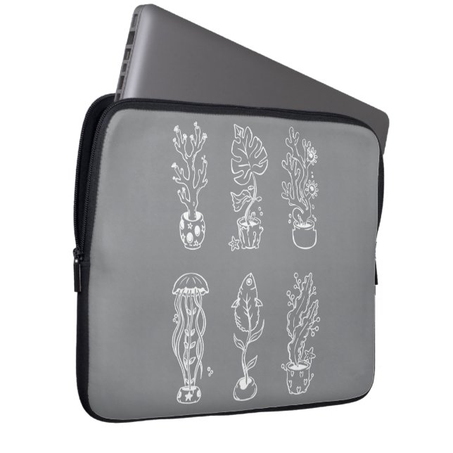 Quirky botanical laptop sleeve (Front Right)