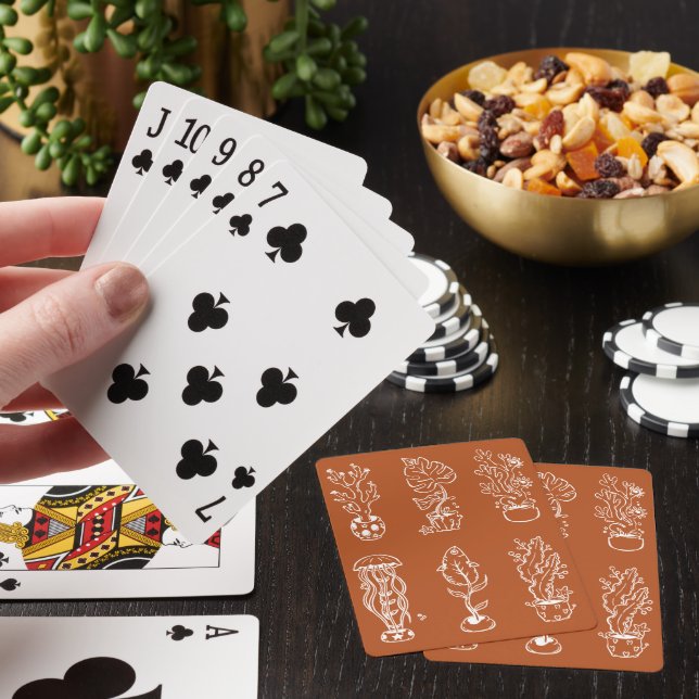 Quirky botanical poker cards (In Situ)