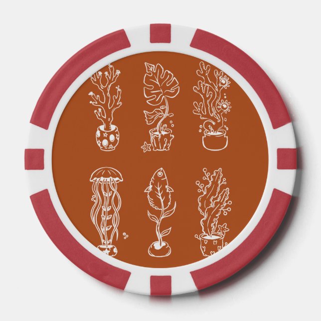 Quirky botanical poker chips (Front)