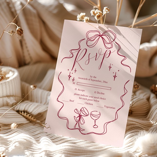 Quirky Bow Handwritten Wedding RSVP Card (Creator Uploaded)