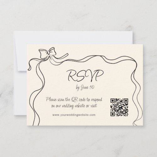 Quirky Bow Handwritten Wedding RSVP Card
