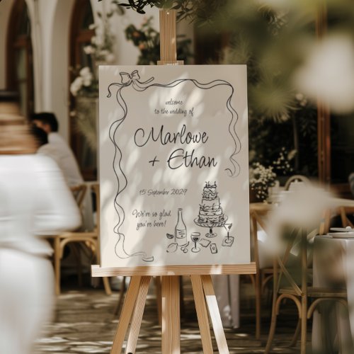 Quirky Bow Handwritten Wedding Welcome Sign