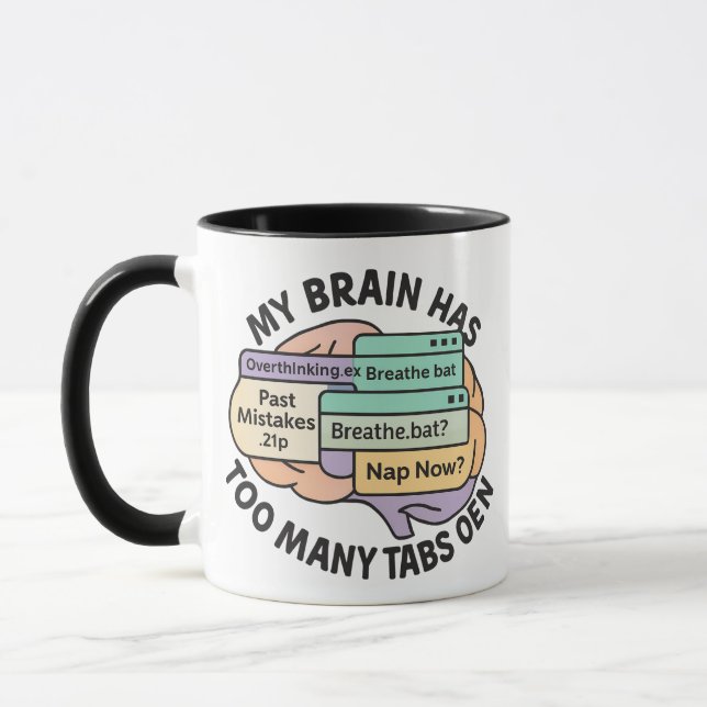 Quirky Brain Mug | Funny Overthinker Gift (Left)