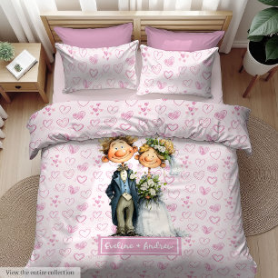Quirky Bride Groom Wedding Duvet Cover Modern