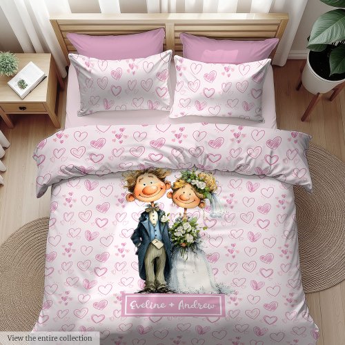 Quirky Bride Groom Wedding Duvet Cover Modern