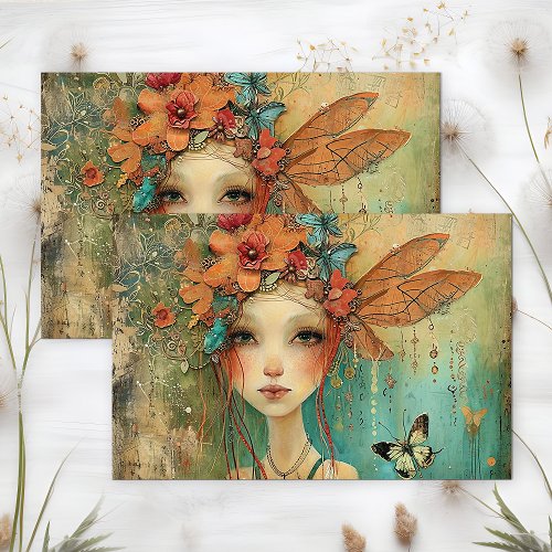 QUIRKY BUTTERFLY FAIRY GIRL DECOUPAGE TISSUE PAPER