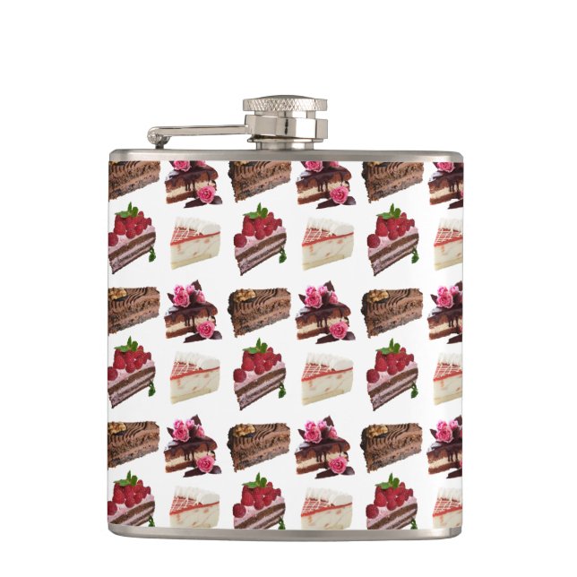 Quirky Cake Lovers Desserts Pattern Quirky Flask (Front)