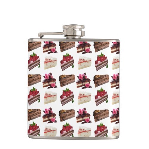 Quirky Cake Lovers Desserts Pattern Quirky Flask