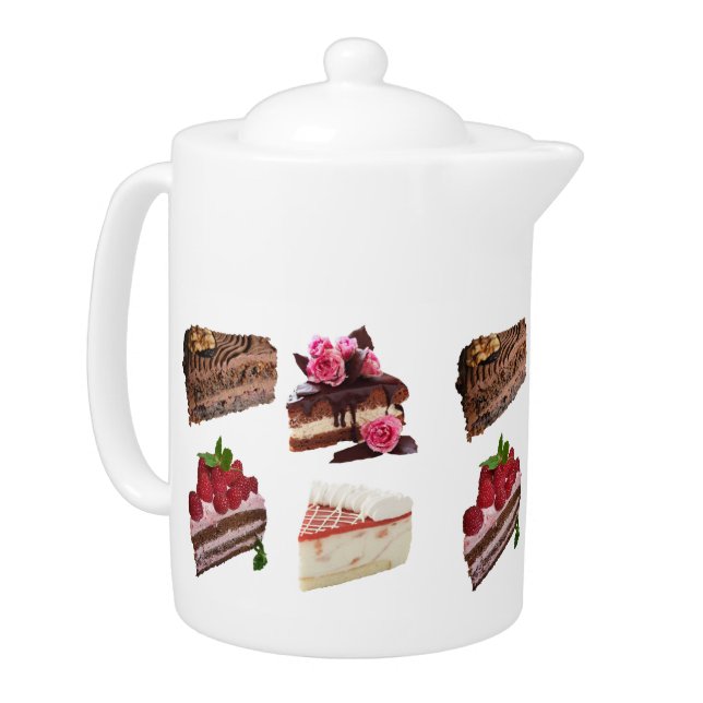 Quirky Cake Lovers Desserts Pattern Quirky Teapot (Left)