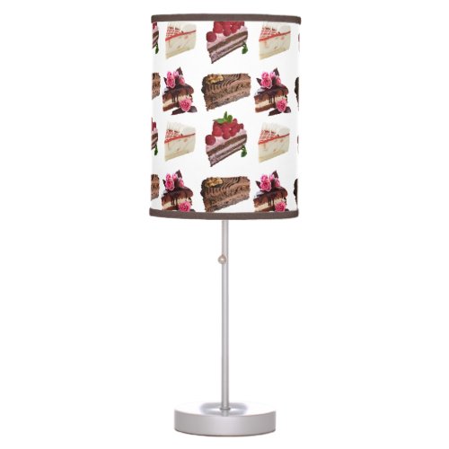 Quirky Cake Lovers Desserts Pattern Table Lamp