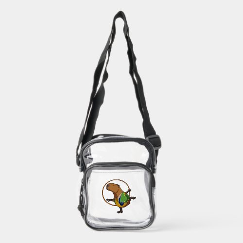 Quirky Capybara Rhythmic Gymnastics Hoop Cartoon Clear Crossbody Bag