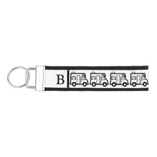 Quirky Caravan Pattern Monogram Wrist Keychain