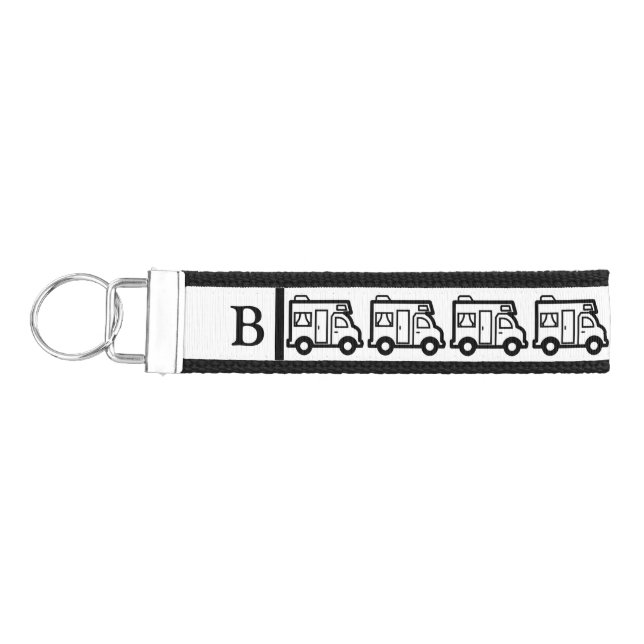Quirky Caravan Pattern Monogram Wrist Keychain (Keys on Left)
