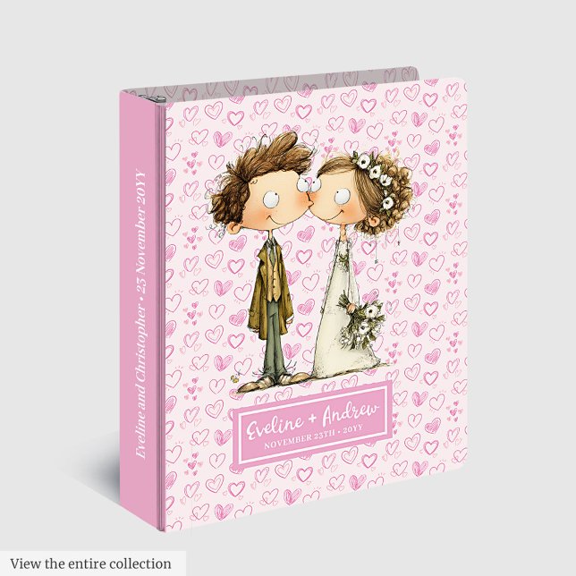 Quirky Cartoon Bride Groom Binder Wedding Memory  (Quirky Cartoon Bride Groom Binder Wedding Memory Album)
