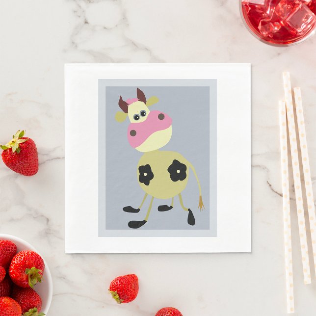 Quirky Cartoon Cow Fun Farm Animal  Napkins (Creator Uploaded)