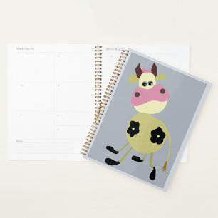 Quirky Cartoon Cow Fun Farm Animal Planner