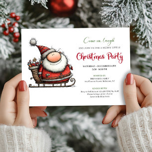 Quirky Cartoon Santa Claus Festive Party Invites