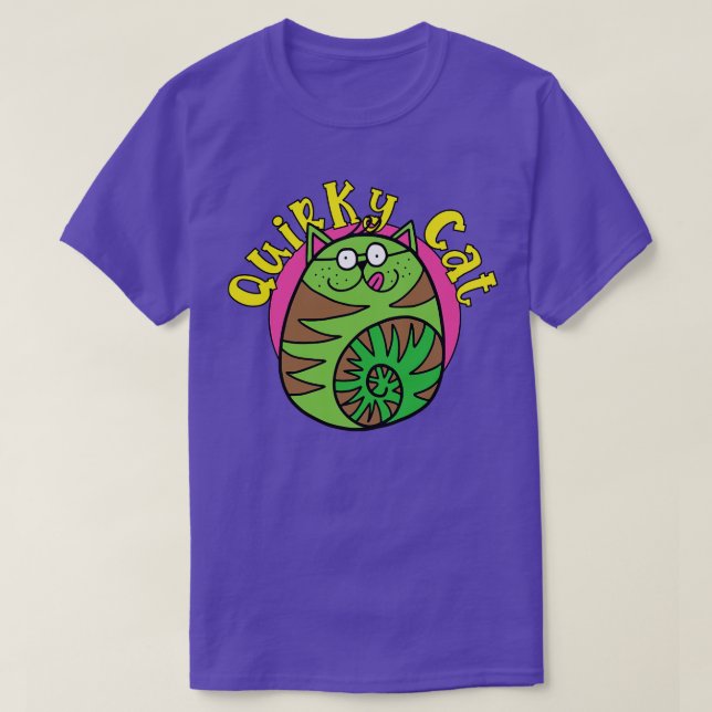 Quirky Cat Funny Green Cat T-Shirt (Design Front)
